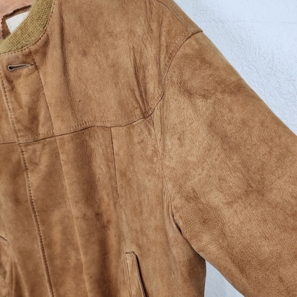 Vintage Cresco Leather Tan Bomber Jacket Size 46 - Picture 11 of 16